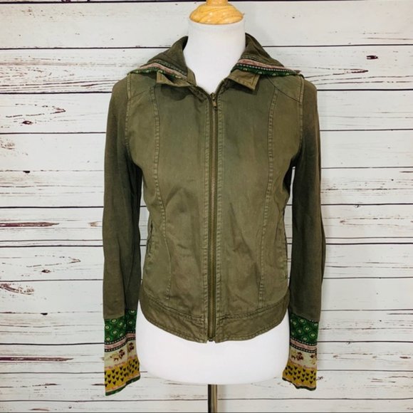 Others Follow Jackets & Blazers - Others Follow Army Green Sweater Sleeves Hooded Bohemian Jacket